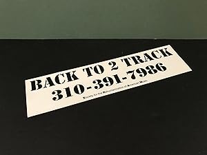 Sticker - Back to 2 Track - Society for the Rehumanization of American Music (BUMPER STICKER)