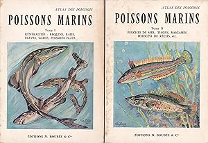 Bild des Verkufers fr Atlas des poissons marins - Tome I : Gnralits, requins, raies, clupes, gades, poissons plats. Tome II : Perches de mer, thons, rascasses, poissons de rcifs, etc. zum Verkauf von Pare Yannick