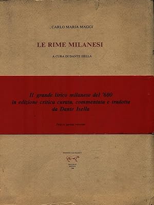 Bild des Verkufers fr Le rime milanesi zum Verkauf von Librodifaccia