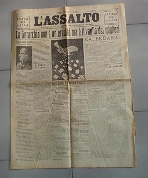 L'ASSALTO, settimanale della federazione provinciale fascista, numero 50 del 12 dicembre 1931 -. ...