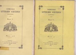 GIORNALE LETTERARIO SCIENTIFICO MODENESE - ANNATE 1844 - dal numero 37-38 del primo semestre 1844...