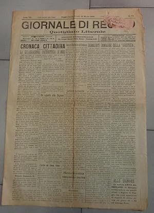 GIORNALE DI REGGIO EMILIA, quotidiano liberale, numero 72 del 25 marzo 1920, Reggio Emilia, Stab....
