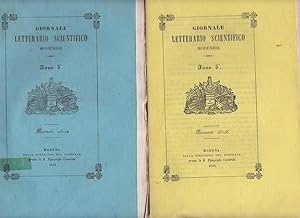GIORNALE LETTERARIO SCIENTIFICO MODENESE - ANNATE1842 - 1843 dal numero 25-26 del gennaio-giugno ...