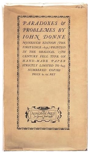 Paradoxes & Problemes by John Donne with two Characters and an Essay of Valour