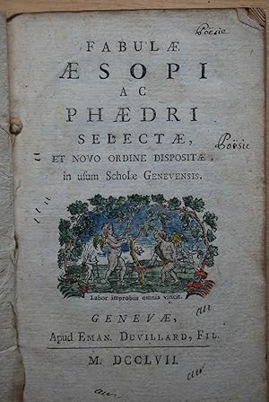 Imagen del vendedor de Fabulae selectae et novo ordine dispositae in usum Schole Genevensis. a la venta por ShepherdsBook