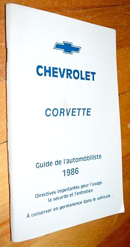 Guide de l'automobiliste Chevrolet Corvette 1986