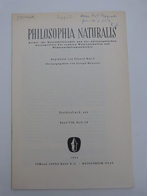 Bild des Verkufers fr Die Stellung der Geschichte der Naturwissenschaften im Rahmen unserer heutigen Universitten. (signiert!) (= Sonderdruck Spnderdruck aus Philosophia Naturalis, 8 1/2) zum Verkauf von Antiquariat Bookfarm