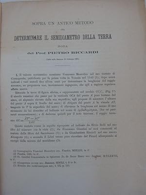 Bild des Verkufers fr Sopra un antico metodo per determinare il semidiametro della terra. zum Verkauf von Antiquariat Bookfarm