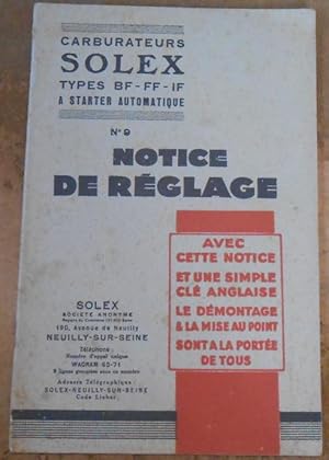 Carburateurs Solex ? Notice de Réglage n°9