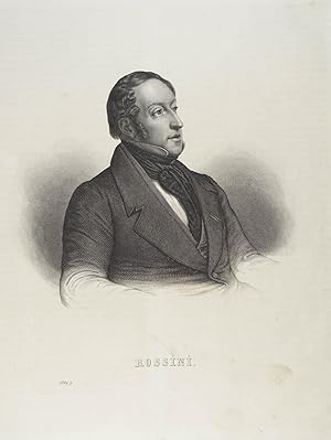 Bild des Verkufers fr Rossini. Anonymer Stahlstich 1849, 25,5 x 19,5 cm (Blattgr.) zum Verkauf von Antiquariat Johannes Mller