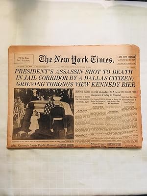 The New York Times Newspaper: Monday November 25, 1963: PRESIDENT'S ASSASSIN SHOT TO DEATH IN JAI...