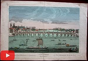 London Westminster Bridge Thames c.1760 city view vue d'optique print