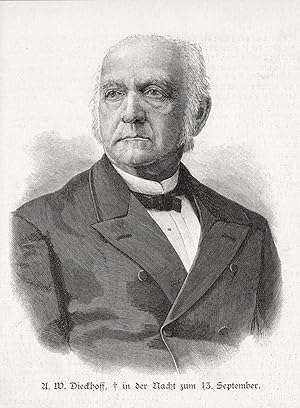 Bild des Verkufers fr A. W. Dieckhoff" - August Wilhelm Dieckhoff Theologe theologian Portrait Holzstich Holzschnitt woodcut zum Verkauf von Antiquariat Steffen Vlkel GmbH