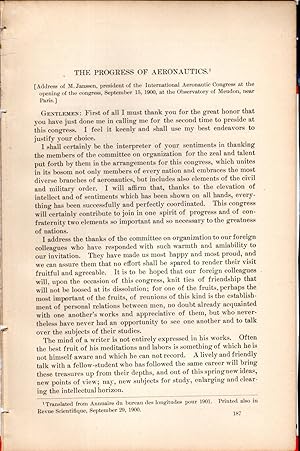 Image du vendeur pour The Progress of Aeronautics".disbound from Annual Report of the Board of Regents of the Smithsonian Institution.for the Year Ending June 30, 1900 mis en vente par Dorley House Books, Inc.