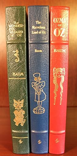Leather bound set of the first three Wizard of Oz books, The Wonderful Wizard of Oz, The Marvelou...