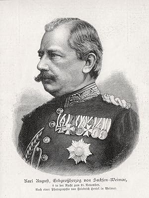 Bild des Verkufers fr Karl August, Erbgroherzog von Sachsen-Weimar" - Karl August von Sachsen-Weimar-Eisenach Portrait Holzstich Holzschnitt woodcut zum Verkauf von Antiquariat Steffen Vlkel GmbH