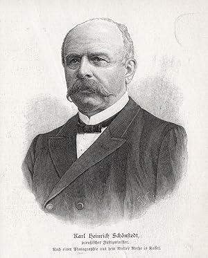 Bild des Verkufers fr Karl Heinrich Schnstedt" - Karl Heinrich von Schoenstedt Richter judge Portrait Holzstich Holzschnitt woodcut zum Verkauf von Antiquariat Steffen Vlkel GmbH