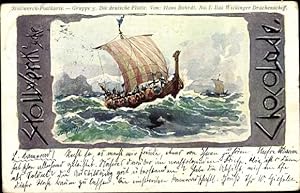 Künstler Ansichtskarte / Postkarte Bohrdt, Hans, Stollwerck Schokolade, Das Wickinger Drachenschiff