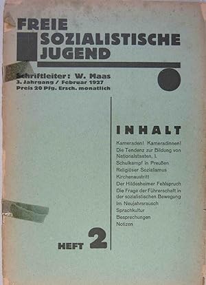 Bild des Verkufers fr Schriftleiter W. Maasl. 3. Jg. Heft 2. zum Verkauf von Rotes Antiquariat