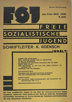 Bild des Verkufers fr Schriftleiter K. Roensch. 8. Jg. Heft 1/2. zum Verkauf von Rotes Antiquariat