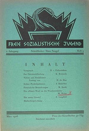 Bild des Verkufers fr Schriftleiter Hans Saugel. 2. Jg. Heft 3. zum Verkauf von Rotes Antiquariat