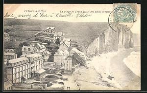 Carte postale Petites-Dalles, La Plage et Grand Hotel des Bains