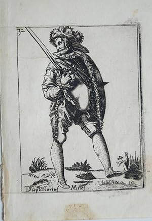 Kostume. Dupliciarius Mites. Original Kupferstich aus Diversarum nationum habitus Padua 1590/91.
