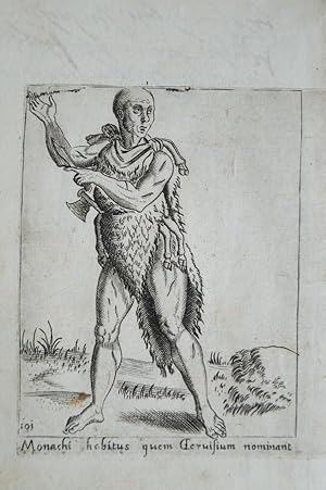 Kostume. Monachi habitus quem. . Original Kupferstich aus Diversarum nationum habitus Padua 1590/91.