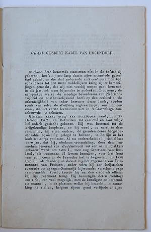 Graaf Gijsbert Karel van Hogendorp [levensbericht, z.pl., z.j.] [1834], 12o, (12) pp.