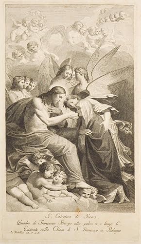 KATHARINA von Siena. "S. Caterina di Siena". Christus gibt der vor ihm knienden Katharina im Beis...