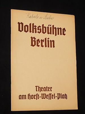 Imagen del vendedor de Programmheft Volksbhne Berlin Theater am Horst-Wessel-Platz 1937/ 38. KABALE UND LIEBE von Schiller. Spielleitung: Eugen Klpfer, Bhnenbild: Ernst Schtte, techn. Ltg.: Hans Sachs. Mit Ernst Wilhelm Borchert (Ferdinand), Hilde Krber (Luise), Karl Kuhlmann, Fritz Rasp, Ilse Steppat, Harald Paulsen, Ernst Sattler, Renee Stobrawa, Alexa von Porembsky, Fritz Kampers a la venta por Fast alles Theater! Antiquariat fr die darstellenden Knste