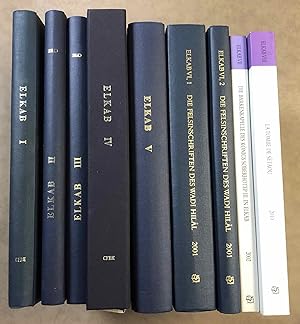 Image du vendeur pour Elkab. Vol. I-VIII: Les monuments religieux  l'entre de l'Ouady Hellal. Vol. II: L'Elkabien pipalolithique de la Valle du Nil gyptien. Vol. III: Les ostraca grecs. Vol. IV: Topographie (2 fascicles). Vol. V: The Naqada III Cemetery. Vol. VI,1 (Text) and VI,2 (Tafeln): Die Felsinschriften des Wadi Hill. Vol. VII: Die Barkenkapelle des Knigs Sobekhotep III. in Elkab. Vol. VIII: La tombe de Setaou. Set of 8 volumes in 9 parts mis en vente par Meretseger Books