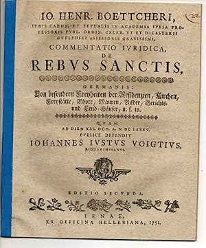 Commentatio iuridica de rebus sanctis, Germanis: Von besondern Freyheiten der Residenzien, Kirche...