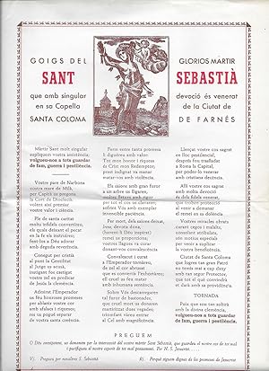 Goigs del Glorios Martir Sant Sebastià. Santa Coloma de Farnés, 1972