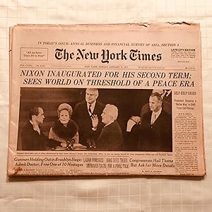 The New York Times Newspaper: Sunday, January 21, 1973: NIXON INAUGURATED FOR HIS SECOND TERM; SE...