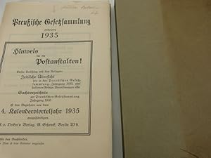 Bild des Verkufers fr Preuische Gesetzsammlung, Jg. 1935. Nr. 1 - 28 (14217 - 14302) zum Verkauf von Antiquariat Bookfarm