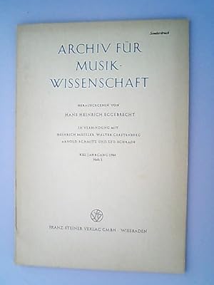 Immagine del venditore per Archiv fr Musikwissenschaft. XXI. Jahrgang 1964. Heft 1. Sonderdruck. venduto da Antiquariat Bookfarm