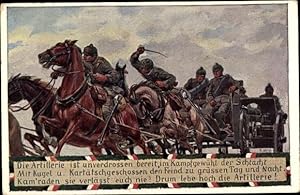 Künstler Ansichtskarte / Postkarte Deutsche Artillerie im I. WK, Patriotisches Gedicht