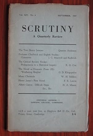 Immagine del venditore per Scrutiny, A Quarterly Review: Vol. XIV No 4 September, 1947 venduto da C L Hawley (PBFA)