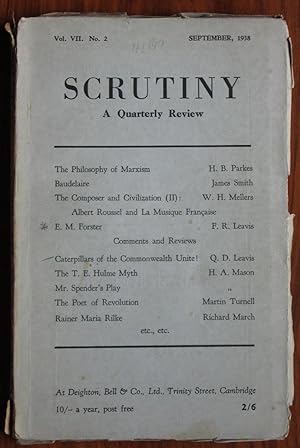 Bild des Verkufers fr Scrutiny, A Quarterly Review: Vol. VII No 2 September, 1938 zum Verkauf von C L Hawley (PBFA)