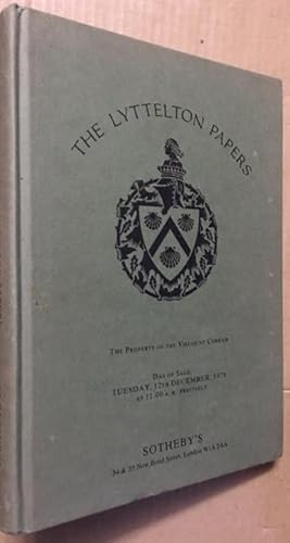 Catalogue Of The Lyttelton Papers The Property Of The Viscount Cobham 12th December 1978