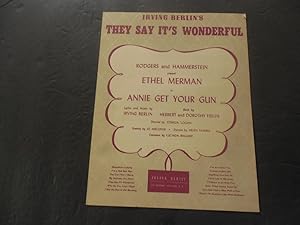 They Say It's Wonderful Sheet Music Irving Berlin, Rodgers And Hammerstein