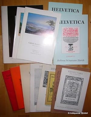 Konvolut von Katalogen Schweizer Antiquare, meist zum Theme "Helvetica". 14 Bände.