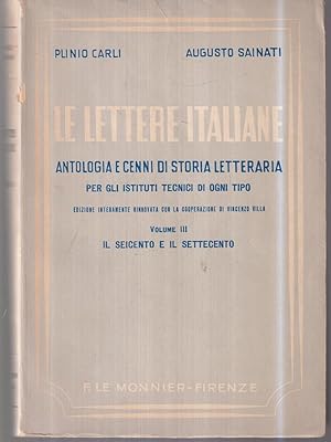 Bild des Verkufers fr Le lettere italiane III zum Verkauf von Librodifaccia