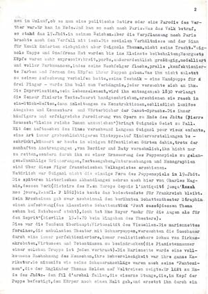 La Marionette artistique. (Handschriftlicher Titel). Deutschsprachige Dissertation, Typoskript-Du...