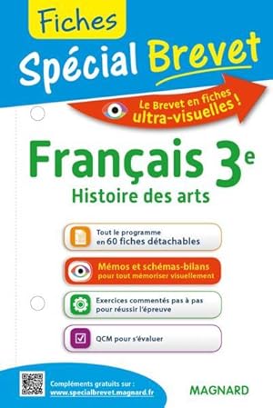 spécial brevet : fiches francais, histoire des arts ; 3ème