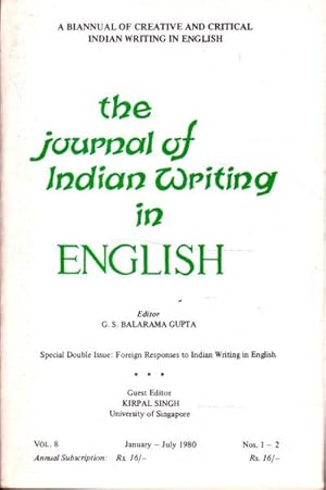 Bild des Verkufers fr The Journal of Indian Writing in English Vol. 8 1980 zum Verkauf von Goulds Book Arcade, Sydney