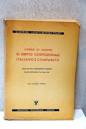 Seller image for corso di lezioni di diritto costituzionale italiano e comparato 1958 1959 for sale by STUDIO PRESTIFILIPPO NUNZINA MARIA PIA