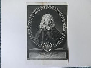 Brustbild nach Halbrechts im ovalen Rahmen. Unterhalb Legende im Sockel und Wappen. (1656-1721, R...