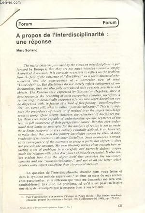 Image du vendeur pour Revue d'tudes Interdisciplinaires - Tome IV - n1 : Forum - L'interdisciplinarit : mis en vente par Le-Livre
